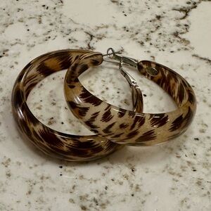 Brown Animal Print Hoop Earrings - Women Jewelry